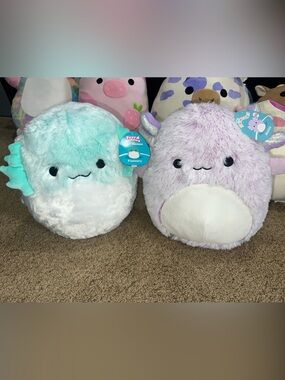 Squishmallows Plush Pair - Mint & Lavender Smiley Characters